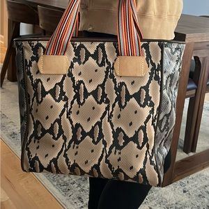 Consuela Leather trim snakeskin print tote bag